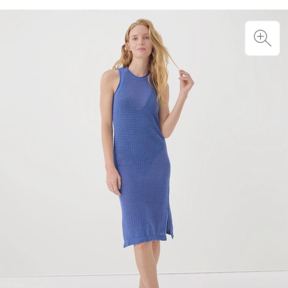 Pact linen open knit dress beach cover up navy blue size XXL NWT